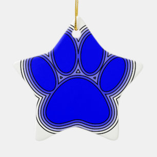 Ornement En Céramique Chien Paw En Bleu Avec Contours