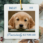 Ornement En Céramique Chien simple photo personnalisée de chien<br><div class="desc">Décorez votre arbre ou envoyez un cadeau spécial avec ce super mignon personnalisé photo d'animal de compagnie de noël ornement personnalisé. Cet ornement de Noël de chien simple et moderne sera un favori de tous les amoureux de les chiens. Ajoutez la photo de votre chien et personnalisez avec le nom...</div>