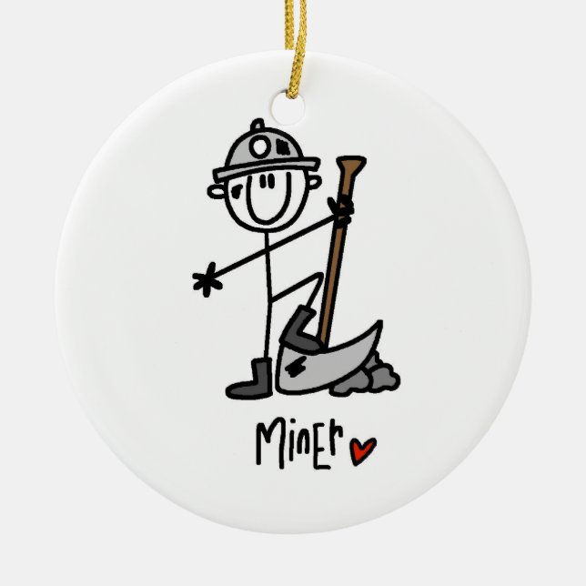 Ornement En Céramique Chiffre de bâton de mineur (Devant)