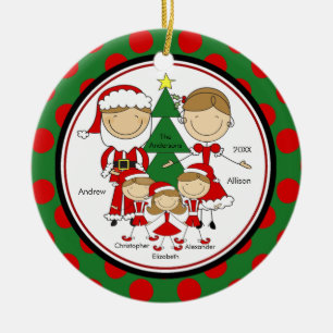 Ornement En Céramique Chiffre mignon famille de bâton d'ornement de Noël