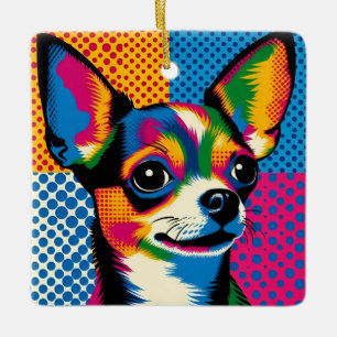 Ornement En Céramique Chihuahua, style Pop Art coloré,