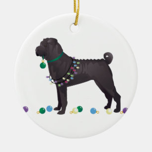 Ornement En Céramique Chinois Shar Pei Feliz Naughty Chien Noël Concepti