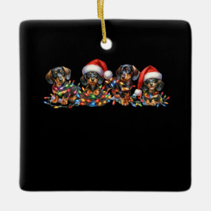 Ornement En Céramique Chiots de Noël Dachshund