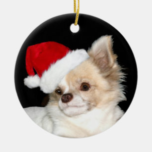 Ornement En Céramique Chiwawa aux cheveux longs de Noël