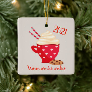 Ornement En Céramique Chocolat chaud et biscuits Noël