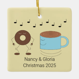 Ornement En Céramique Chocolat Frosted Donut & Coffee Mug Danser :