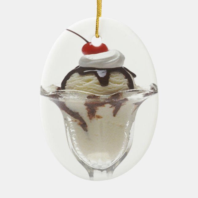 Ornement En Céramique Chocolat Ice Cream Sundae Ornament (Devant)