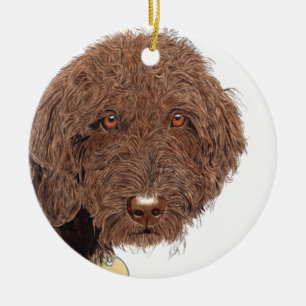 Ornement En Céramique Chocolat Labradoodle