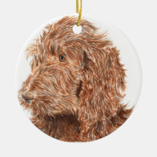 Ornement En Céramique Chocolat Labradoodle