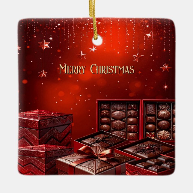 Ornement En Céramique Chocolate Candy Christmas Holiday Ornament (Devant)