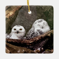 Chouette Harfang Couple Art Bois Faune