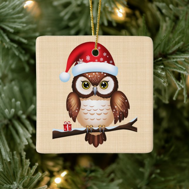 Ornement En Céramique Chouette Noël (Arbre)