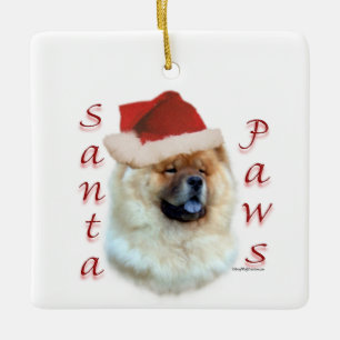 Ornement En Céramique Chow Chow Père Noël Paws