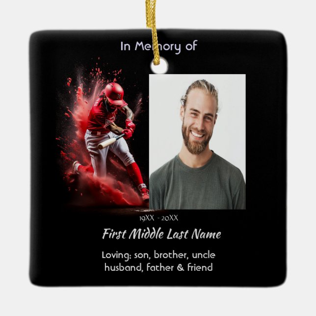 Ornement En Céramique Christian Memorial Keepsake Baseball Softball  (Devant)