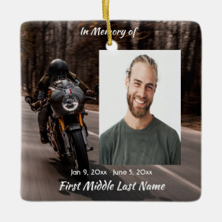 Ornement En Céramique Christian Memorial Photo Motorcycle Biker 