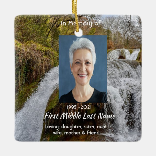 Ornement En Céramique Christian Waterfall Landscape  Memorial Keepsake  (Devant)