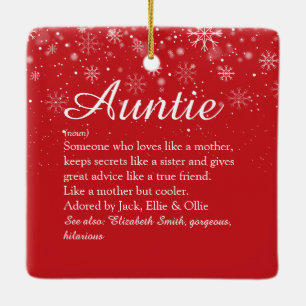 Ornement En Céramique Christmas Aunt, Auntie Definition Script Holidays