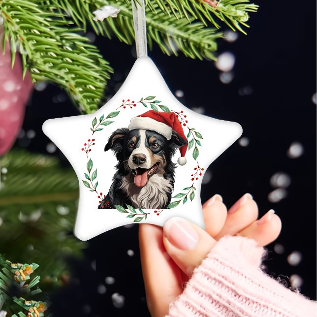 Ornement En Céramique Christmas Australian Shepherd Personnalisé (Créateur téléchargé)