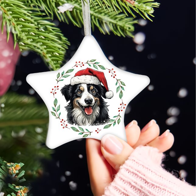 Ornement En Céramique Christmas Australian Shepherd Personnalisé (Créateur téléchargé)