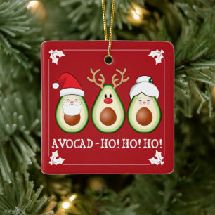 Ornement En Céramique Christmas Avocado Père Noël, Rudolph, & Mrs Clau