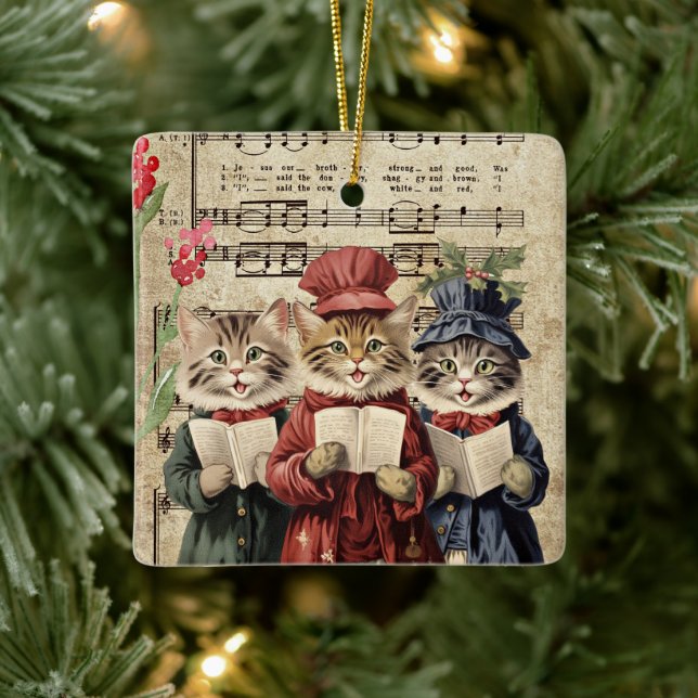 Ornement En Céramique Christmas Caroling Cats (Arbre)