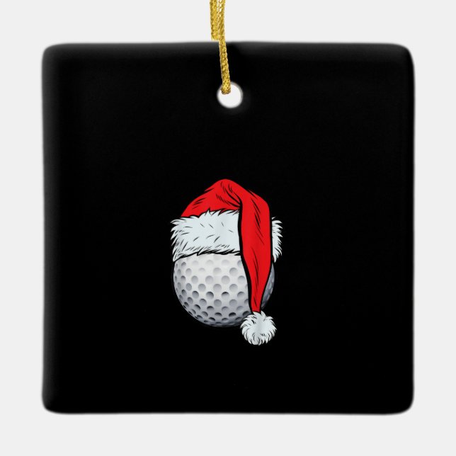 Ornement En Céramique Christmas Golf Ball Père Noël T Casquette Funny Sp (Devant)