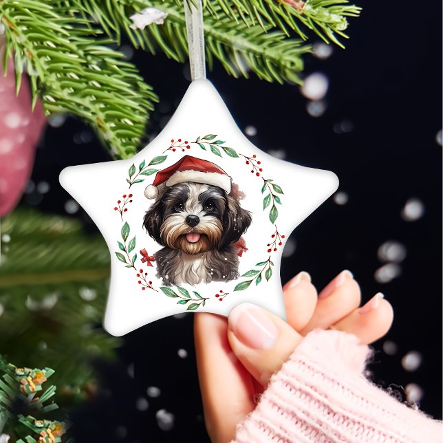 Ornement En Céramique Christmas mignon Chih Tzu Chien Personnalisé (Créateur téléchargé)
