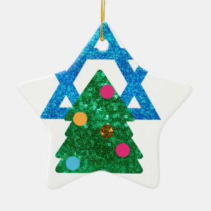 Ornement En Céramique christmukkah hanoukka
