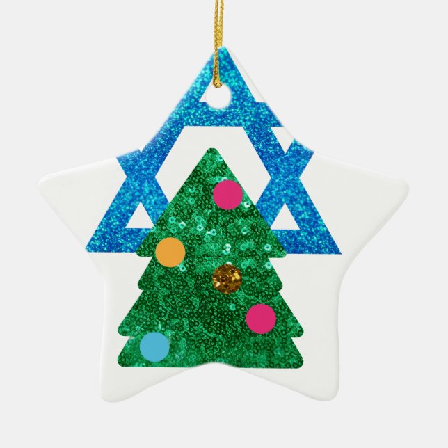 Ornement En Céramique christmukkah hanoukka (Devant)