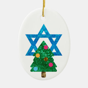 Ornement En Céramique christmukkah hanoukka