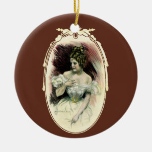Ornement En Céramique Christy Girl vintage, portrait de mariage antique