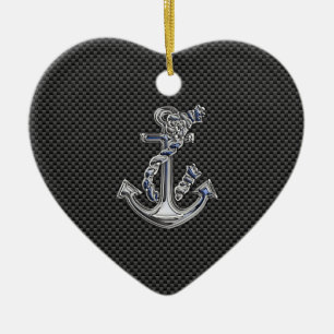 Ornement En Céramique Chrome Like Rope Anchor on Carbon Fiber
