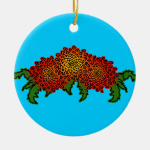 Ornement En Céramique Chrysanthèmes Motif