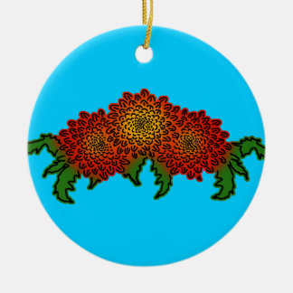 Ornement En Céramique Chrysanthèmes Motif