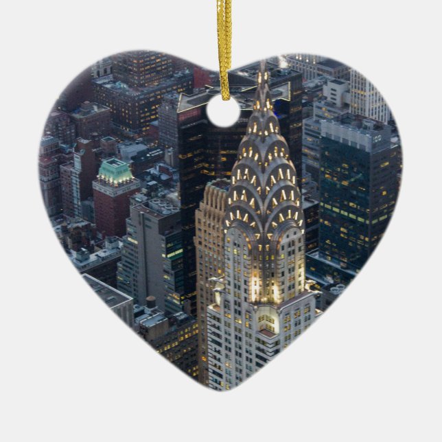 Ornement En Céramique Chrysler établissant l'horizon aérien NYC de New (Devant)