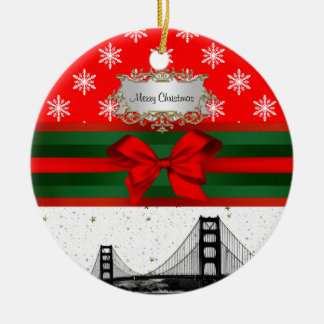 Ornement En Céramique Ciel de San Francisco Flocon de Neige Rouge Noël