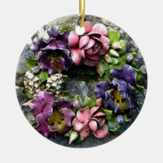 Ornement En Céramique Cimetière floral coloré couronne