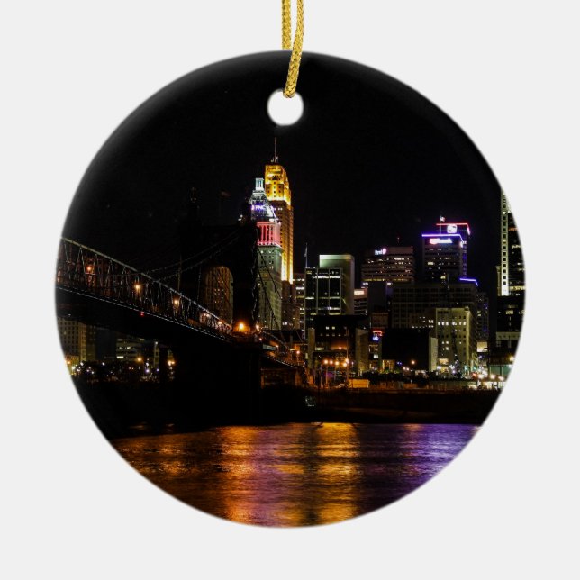 Ornement En Céramique Cincinnati par nuit (Devant)