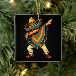 Ornement En Céramique Cinco de Mayo Dabbing Mexicain Poncho