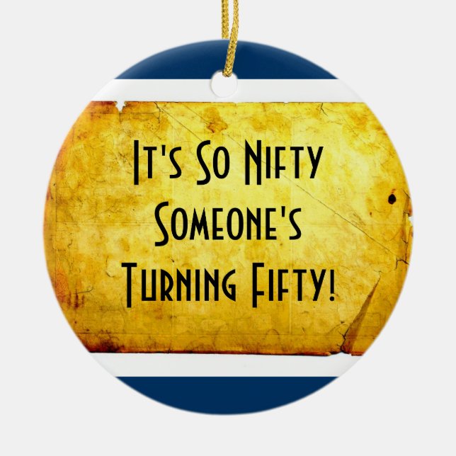 Ornement En Céramique cinquantième Anniversaire astucieux à l'ornement (Devant)