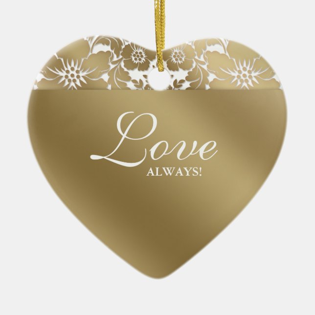 Ornement En Céramique cinquantième Anniversaire épousant le blanc floral (Devant)