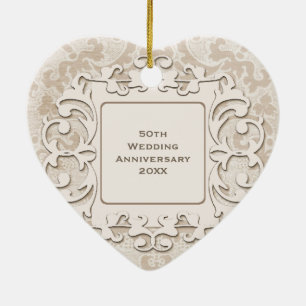 Ornement En Céramique cinquantième Photo personnalisée d'anniversaire de