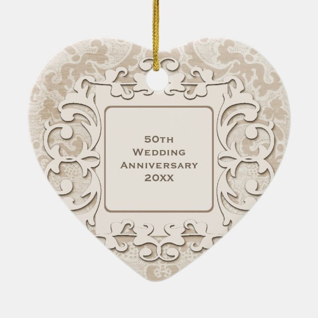 Ornement En Céramique cinquantième Photo personnalisée d'anniversaire de (Dos)