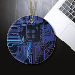 Ornement En Céramique Circuit imprimé d'ordinateur bleu<br><div class="desc">Circuit imprimé d'ordinateur - Bleu Celui-ci est pour le geek en nous tous</div>