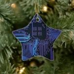 Ornement En Céramique Circuit imprimé d'ordinateur bleu<br><div class="desc">Circuit imprimé d'ordinateur - Bleu Celui-ci est pour le geek en nous tous</div>