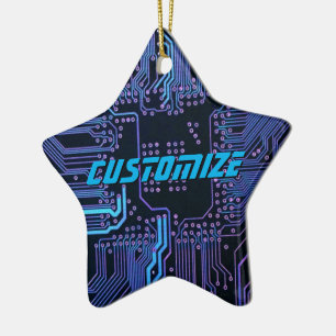 Ornement En Céramique Circuit imprimé PCB Cyber Blue personnalisé Art te