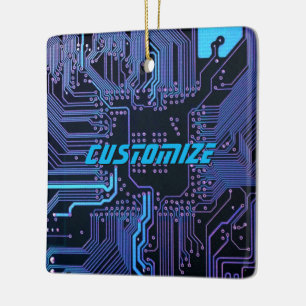Ornement En Céramique Circuit imprimé PCB Cyber Blue personnalisé Art te