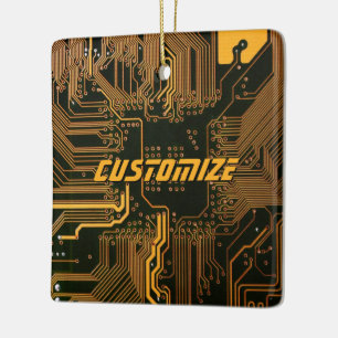 Ornement En Céramique Circuit imprimé personnalisé Cyber Orange Technolo