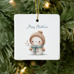 Ornement En Céramique Citation de bonhomme de neige mignonne en gros Noë