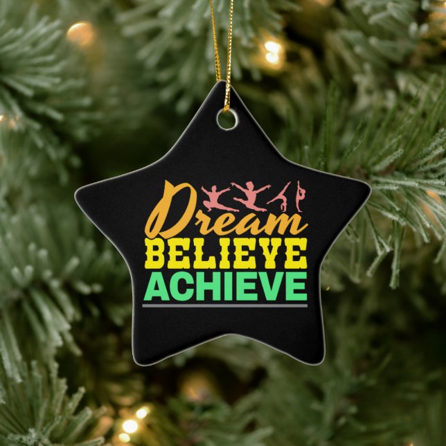 Ornement En Céramique Citation de Dream Believe - Gymnastique féminine (Arbre)